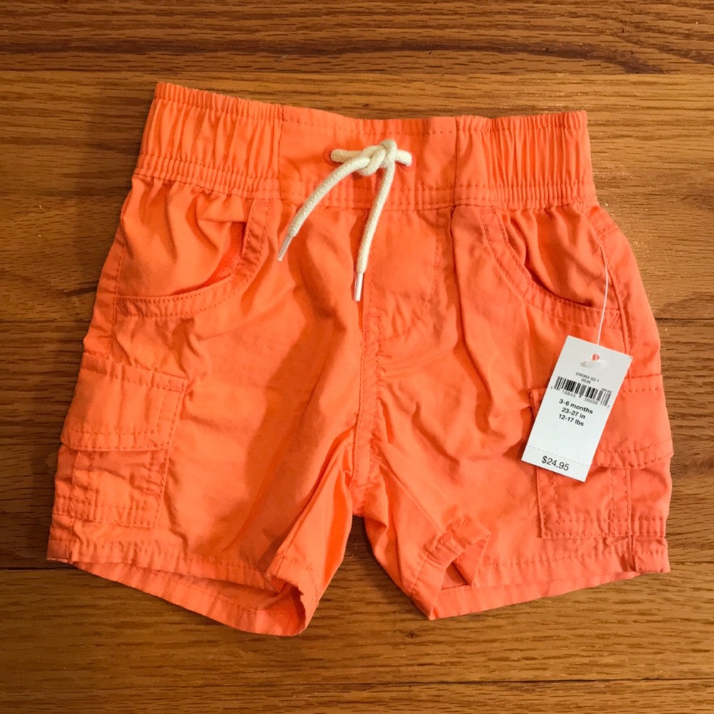 NWT Bright Orange GAP Baby Cargo Shorts. Size 3-6M